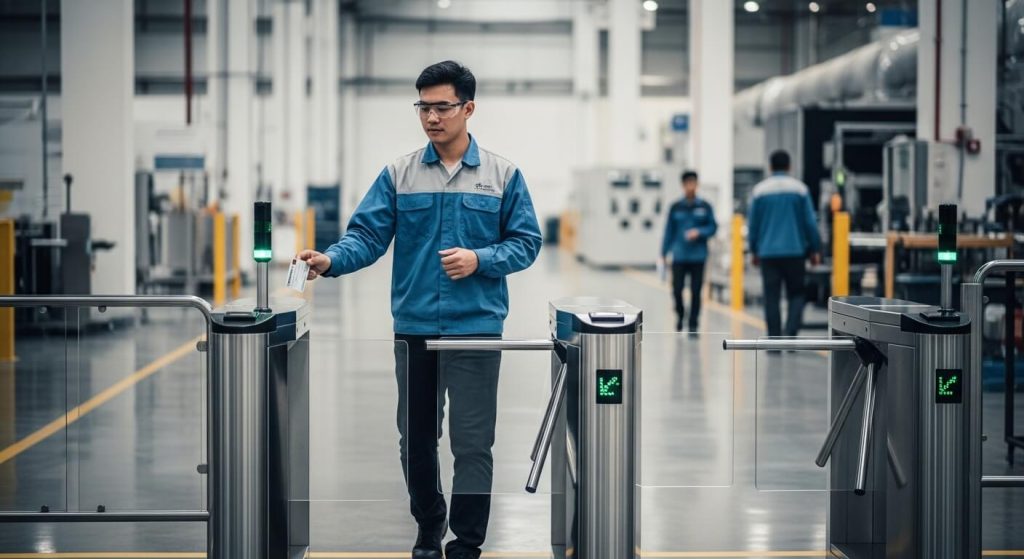 Hệ Thống Chấm Công kết hợp Kiểm Soát Ra Vào Nhà Máy 2026 - hiệu quả vận hành vượt trội 1 chấm công kết hợp kiểm soát ra vào
