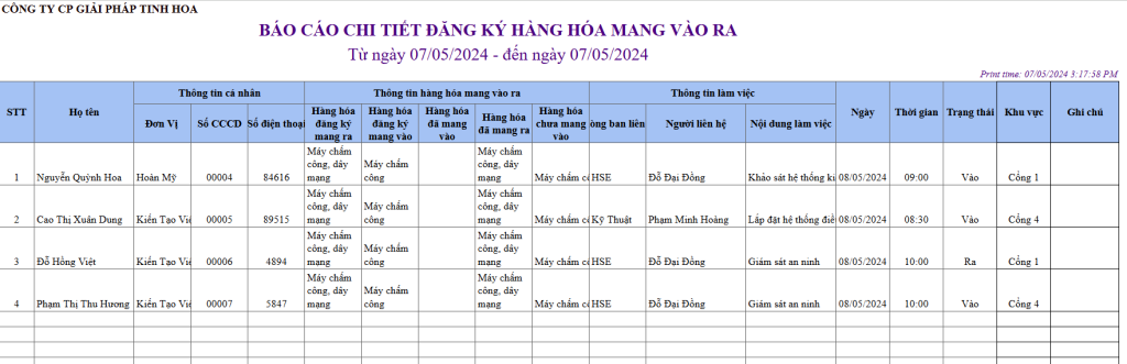 Danh sách các báo cáo chuẩn trên phần mềm kiểm soát ra vào cổng eGCS Portal 13 Danh sách các báo cáo chuẩn trên phần mềm kiểm soát ra vào cổng eGCS Portal 14